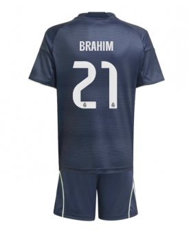 Billige Fotballdrakt Real Madrid Brahim Diaz #21 Replika Bortedraktsett Barn 2025-26 Kortermet (med bukser)
